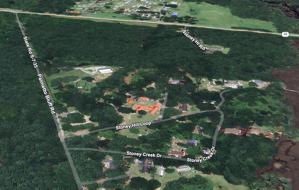 Police searched the heavily wooded area between May River Road, Palmetto Bluff Road and Stoney Creek Drive after a man fled a traffic stop and crashed his car into a tree in the early morning of Jan. 14, 2025. The suspect was not found.