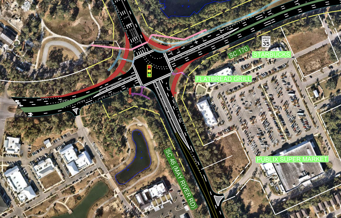 The proposal calls for eliminating the traffic circle at S.C. 46/ May River Road and instead adding a traffic light.