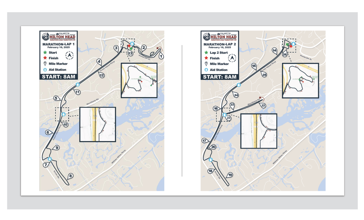The proposed route for the full marathon in 2025 would have started and finished at the Jarvis Creek Park. For the first lap, runners would run down Cross Island Parkway and loop around on Arrow Road. The second lap would have take a similar route, with a mile-long extension off Marshland Road.