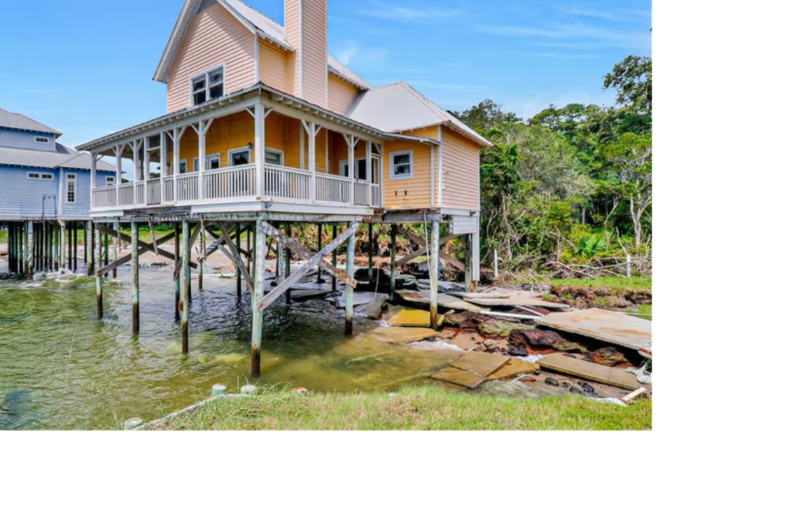 A view of the Daufuskie Island home showing the water beneath it.