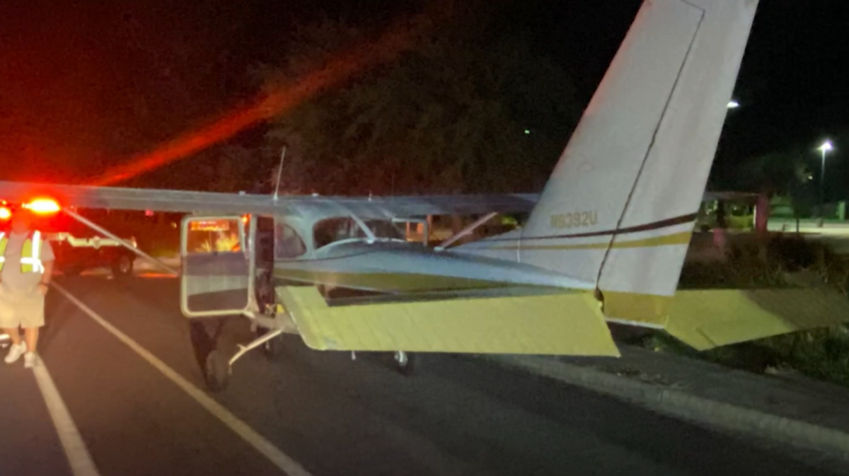 A small, single engine plane, occupied by pilot Edison Rivers and a student pilot from Beaufort, made an emergency landing Monday night on Lady’s Island Drive, in front of the Little Caesar’s restaurant.