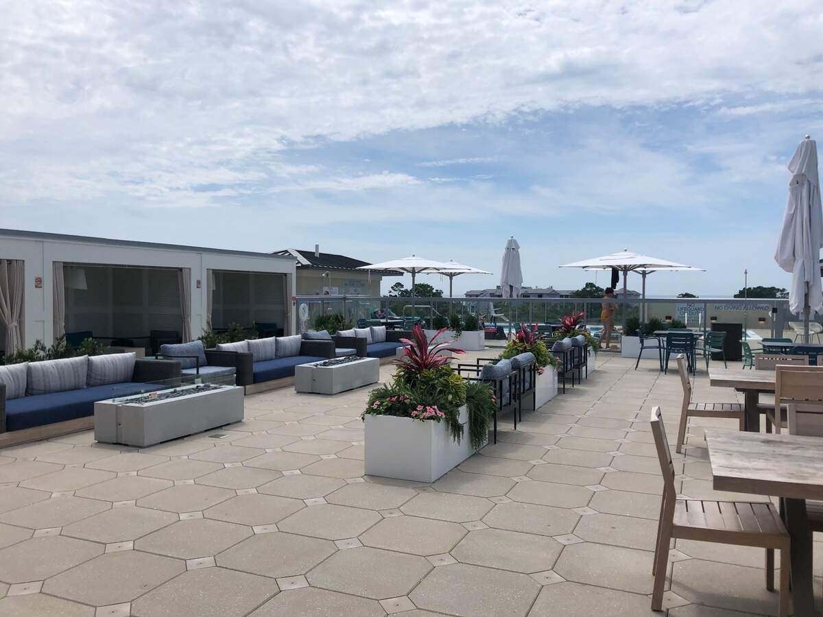 The rooftop bar and pool area photographed June 30, 2020 at the Marriott Courtyard on Hilton Head Island’s south end.