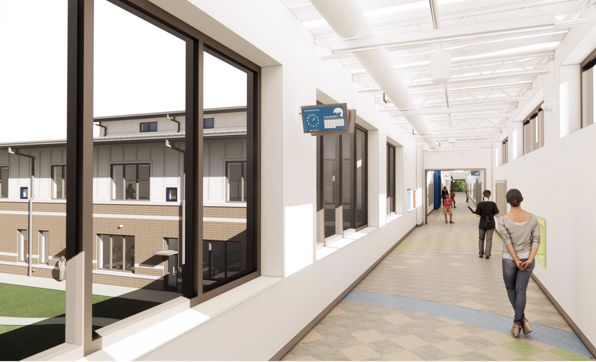 Rendered image of May River Elementary School, set to open for the 2027-2028 school year. Designed by Quakenbush Architects and constructed by Thompson Turner Construction.