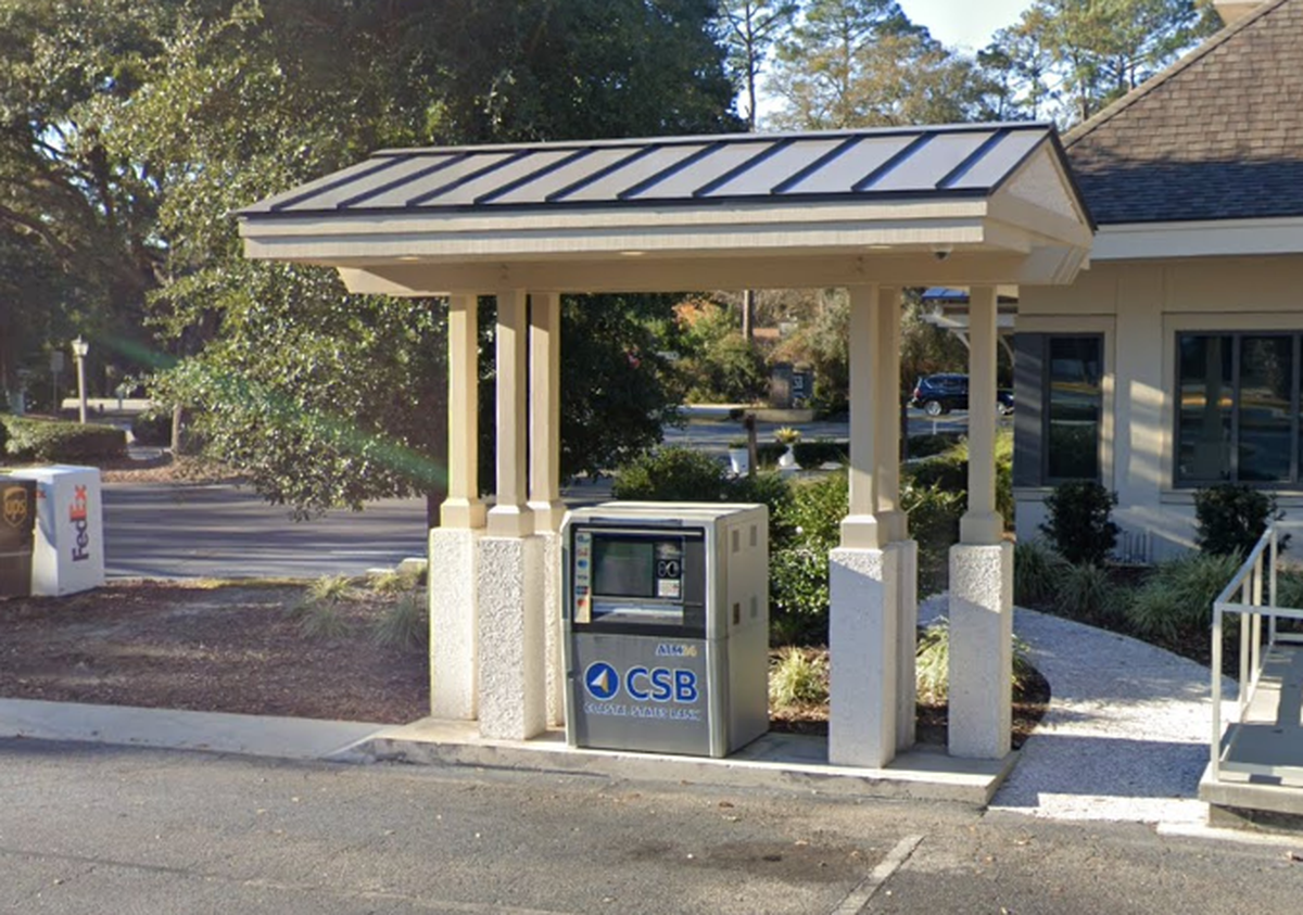 Police say a hooded figure stole $23,000 from this Coastal States Bank ATM on south-end Hilton Head Island sometime around Sept. 17, 2025, after installing a software to the machine’s central computer that allowed him to make unlimited withdrawals. The practice is known as “ATM jackpotting,” a relatively new type of cyberattack that costs banks millions of dollars per year.