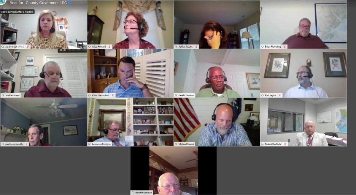 A screenshot of the Oct. 5 special Beaufort County Council meeting