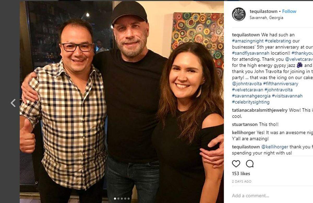 John Travolta is photographed at Tequila's Town in Savannah, Georgia, on Sunday, June 17, 2018.