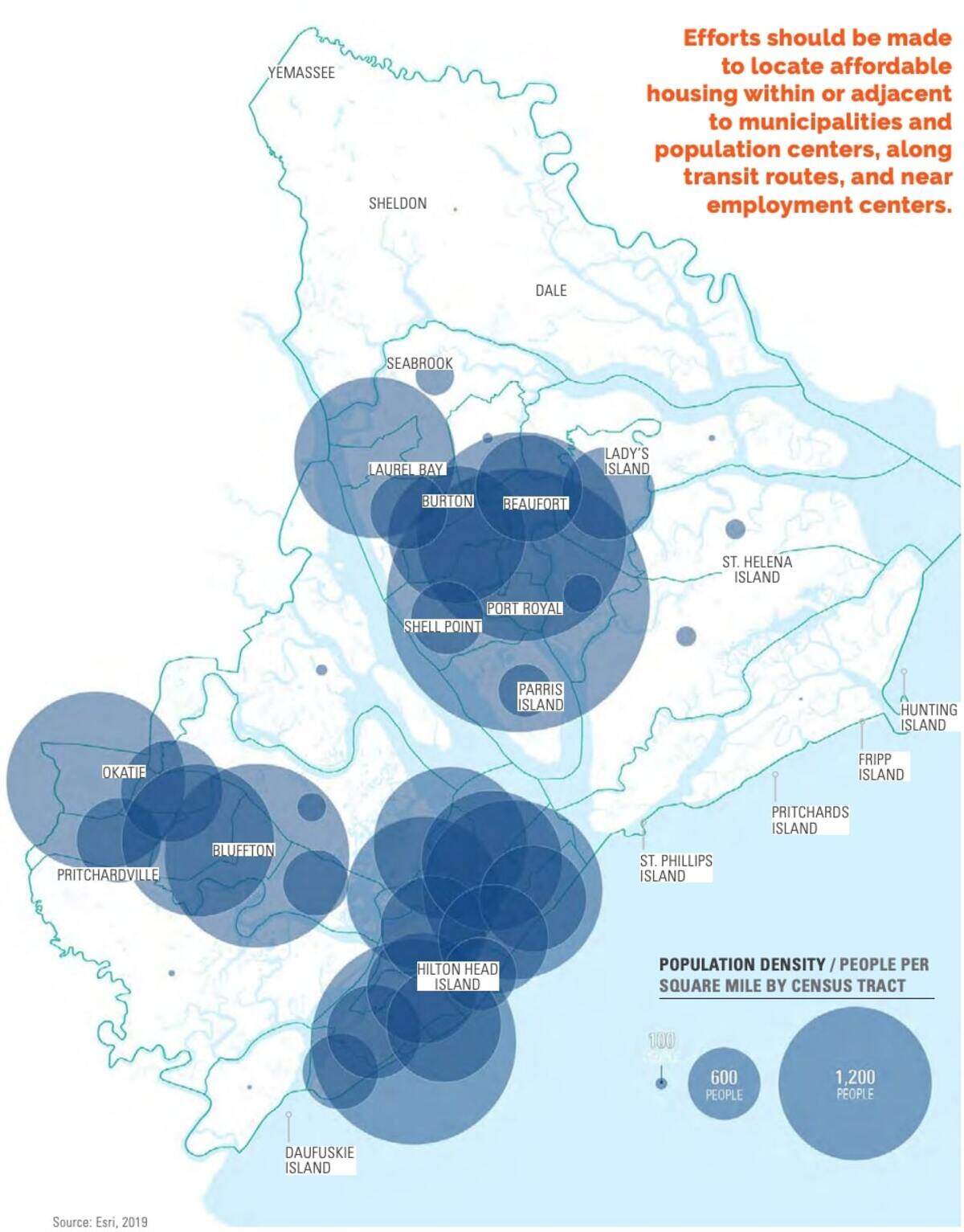 Affordable housing areas as outlined in the Beaufort County Comprehensive Plan.