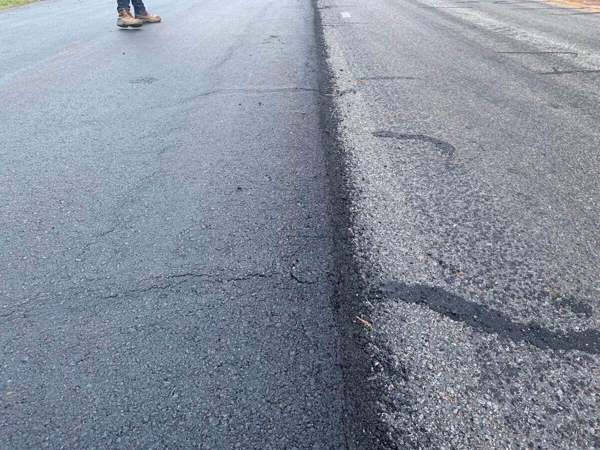 The surface of Pope Avenue before and after paving shows the pavement deficiencies that transferred to the new surface.