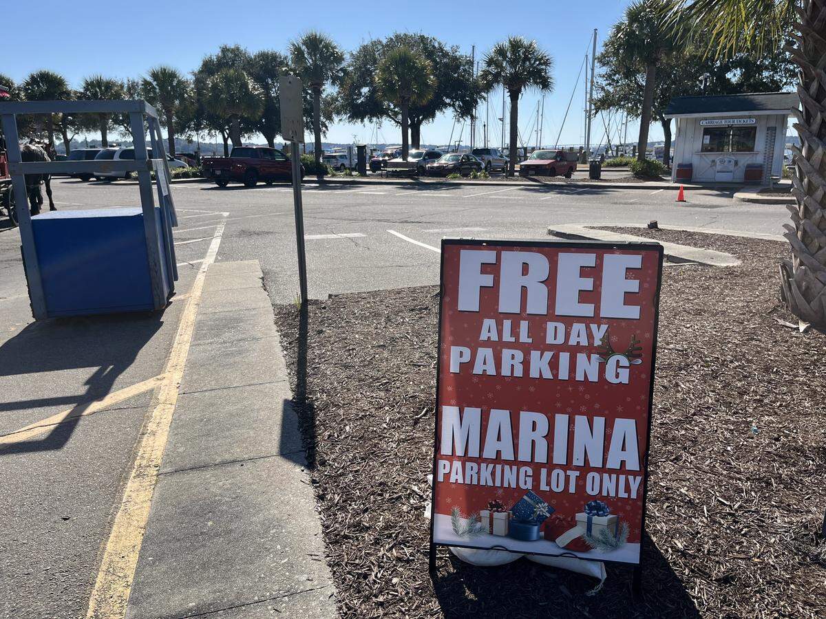 The city of Beaufort is offering free parking at the marina because of the inconvenience created by the closing of the Bay and Charles street intersection because of stormwater drainage project.