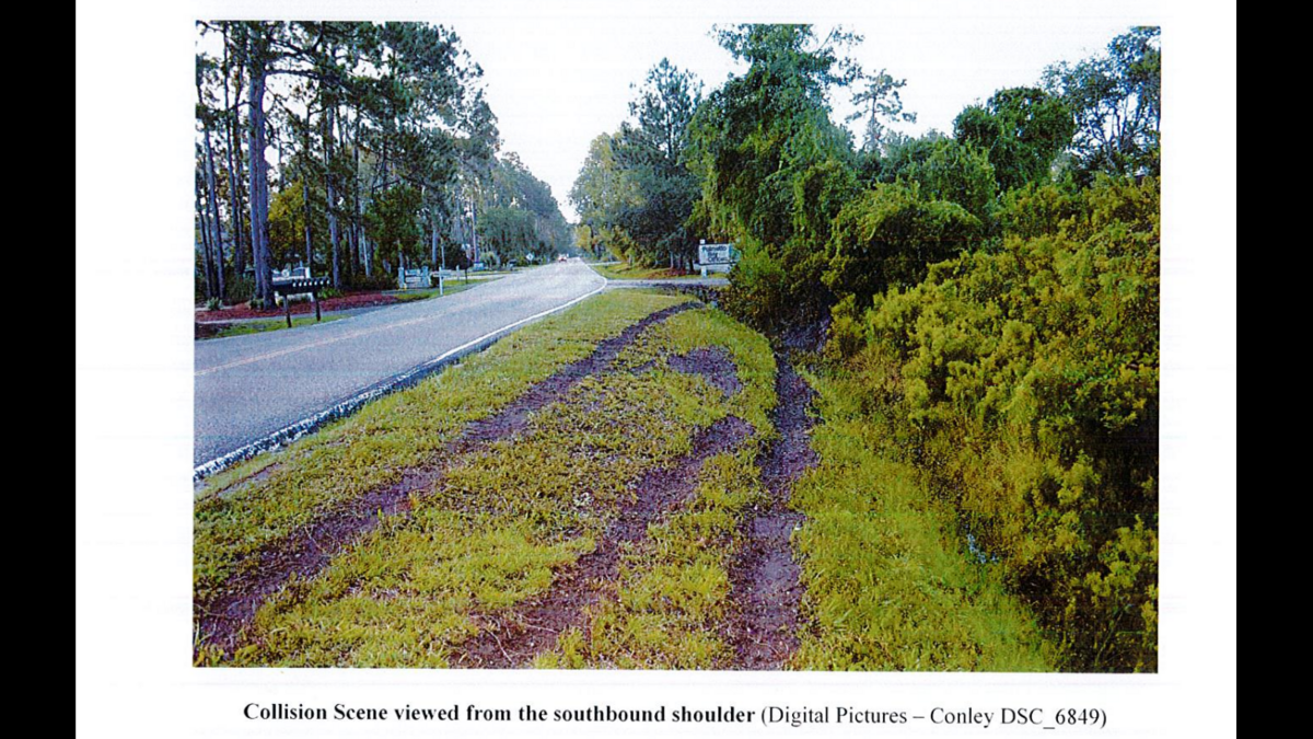 A trail leftover in the grass following a driving under the influence crash off of Arrow Road on Hilton Head Island on July 29, 2018 that killed Tyler Licthman, 27, of Hilton Head. The picture originates from a S.C. Highway Patrol report, which was attached as an exhibit as part of a civil lawsuit brought by Lichtman’s family after the crash.