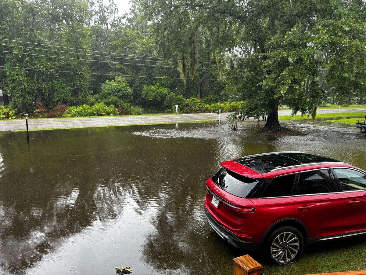 Harvey Bethea said he’s never seen this much water collected in his yard and has lived in Alljoy nearly his whole life.