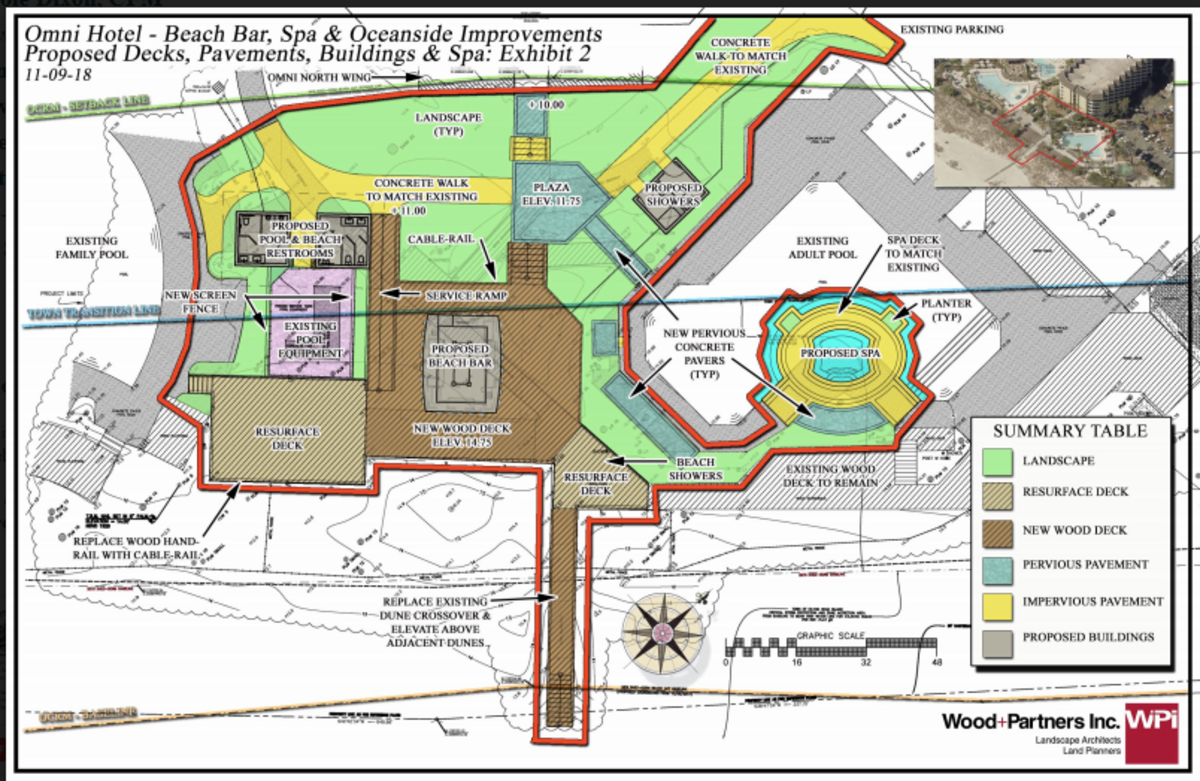 A detailed plan for the Omni Hilton Head Oceanfront Resort pool area expansion.