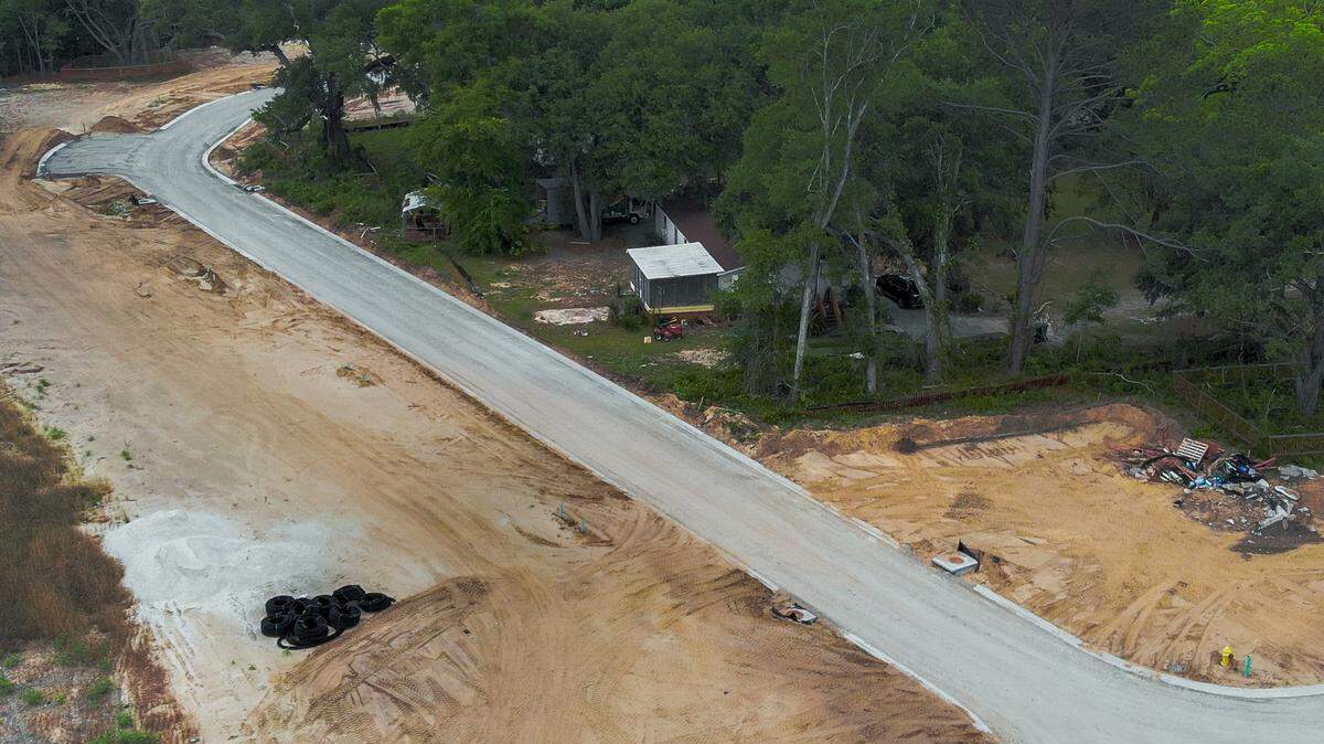 Photo shows the Bailey’s Cove subdivision under construction after developers clear-cut acres of forest in the Jonesville Road area of Hilton Head as photographs on May 10, 2023.