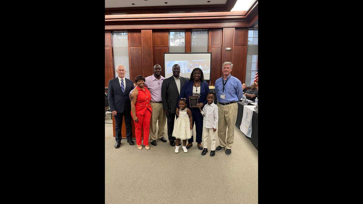Marie Smalls was joined by her family when she was honored for her service at a Beaufort County Council meeting.
