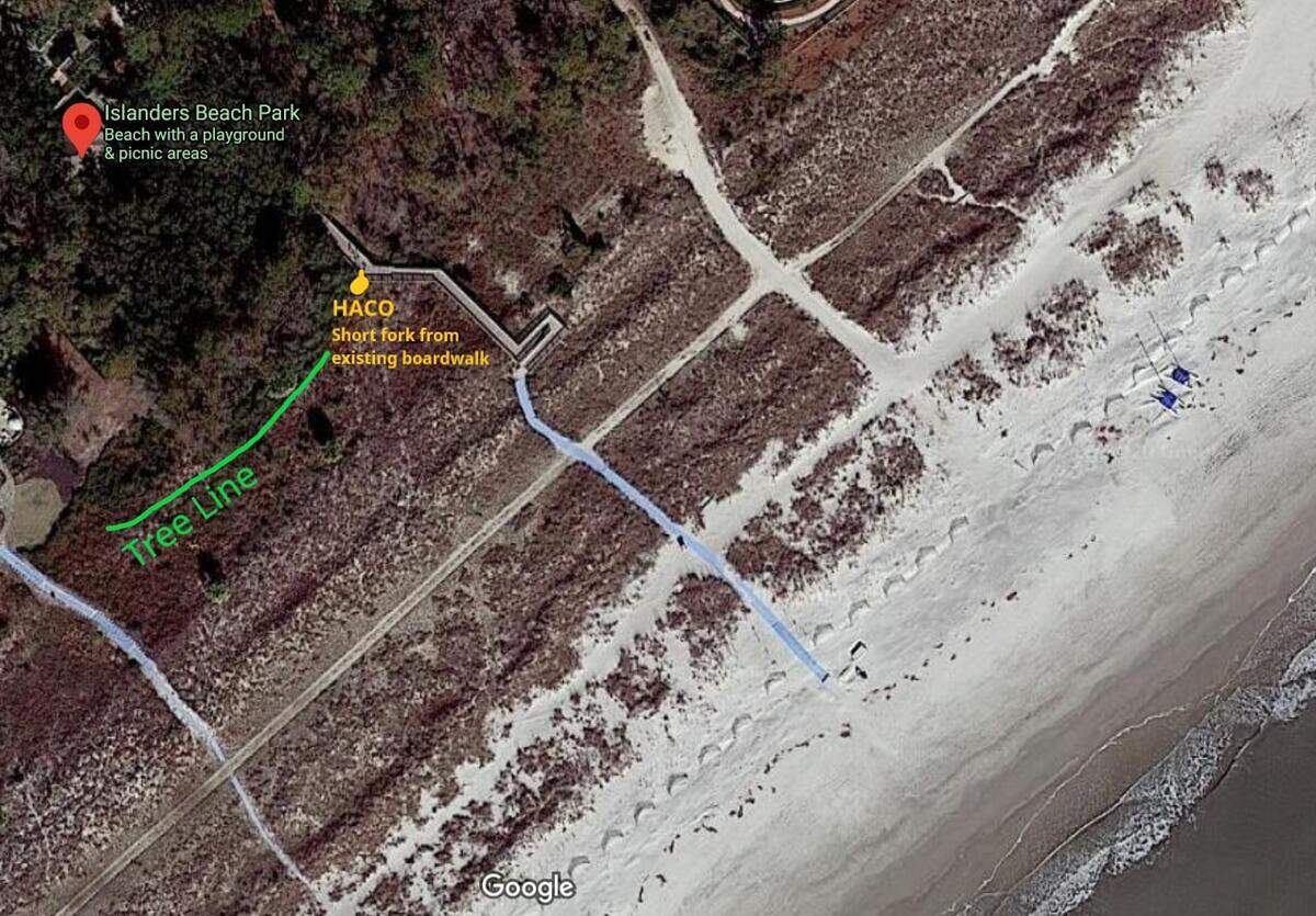 The proposed location of a covered overlook accessible to beachgoers who use wheelchairs and their caregivers.
