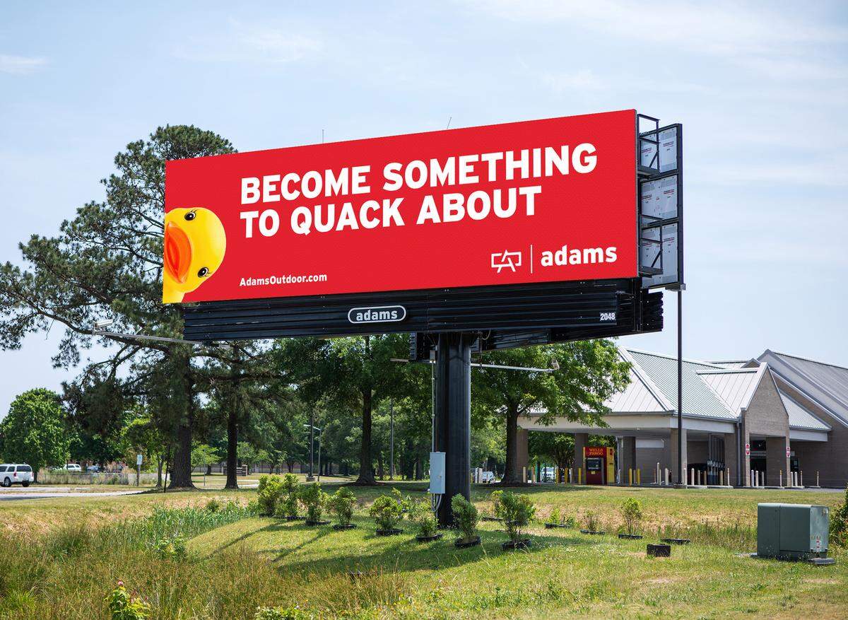 Rendered image of the reveal for the Duck campaign billboard, seen across the U.S.