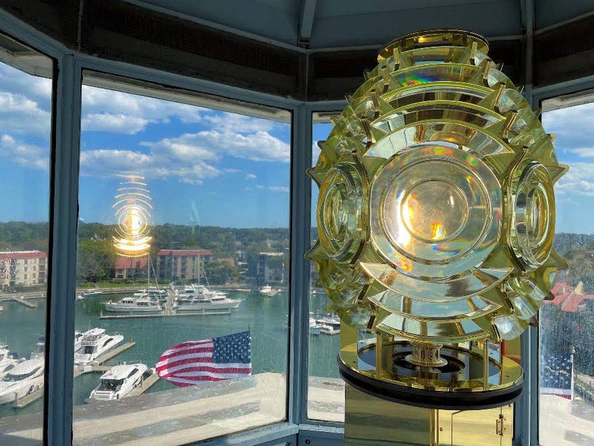 A working replica of a historic Fresnal lens has been installed in the Harbour Town Lighthouse in Sea Pines Resort on Hilton Head Island.