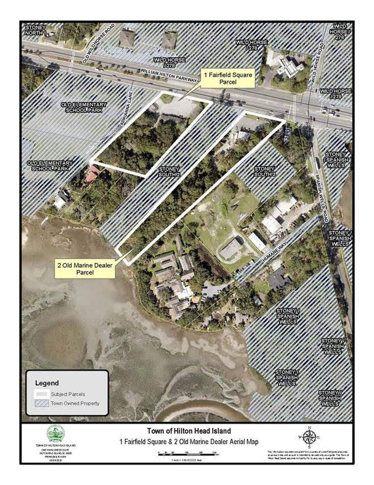 The locations of two tracts of land off U.S. 278 that the Town of Hilton Head Island has purchased. They both fall in the historic Stoney community.