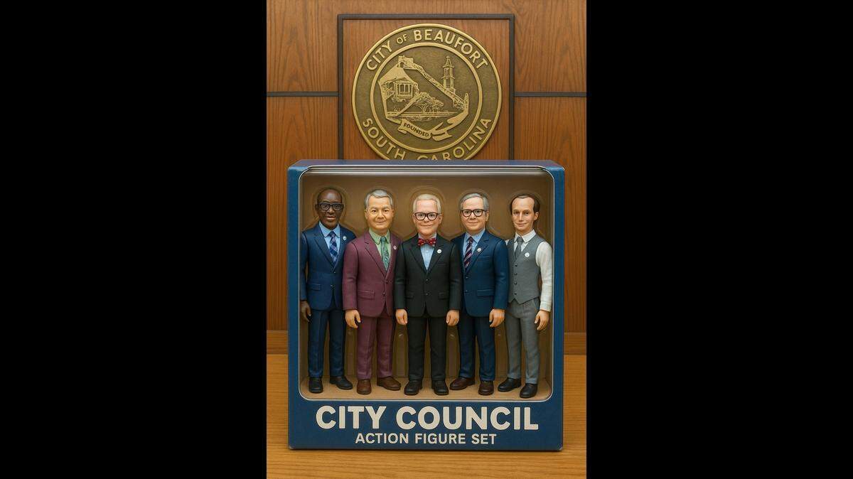 The city of Beaufort has some fun using artificial intelligence, using AI to create an action figure set of council members Mitch Mitchell, Mike McFee, Phil Cromer, Neil Lipsitz and Josh Scallate.