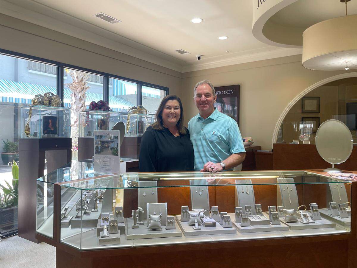 Andrea Bragg and her husband, Ray Forsythe, own Forsythe Jewelry in the Shops at Sea Pines Center. Each year, they set up a tent at RBC Heritage to sell designer Italian jewelry, giving spectators a break from browsing the usual t-shirts and sweatshirts.