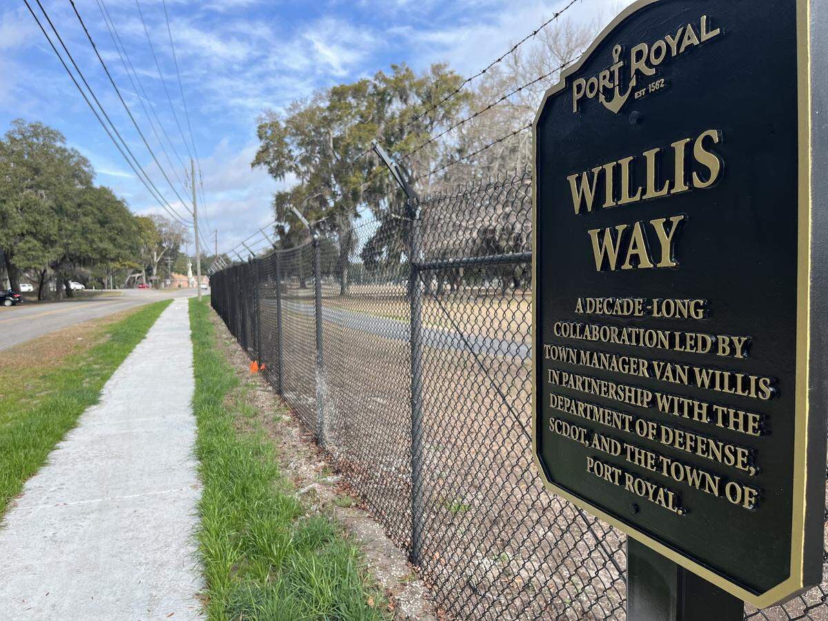 Town Manager Van Willis said discussion of rebuilding a sidewalk along Old Shell and Ribaut roads in Port Royal first began in 2015. “My hair was a lot darker then,” Willis said earlier this month when the town celebrated the sidewalk’s completion and the unveiling of a sign naming the stretch after Willis.