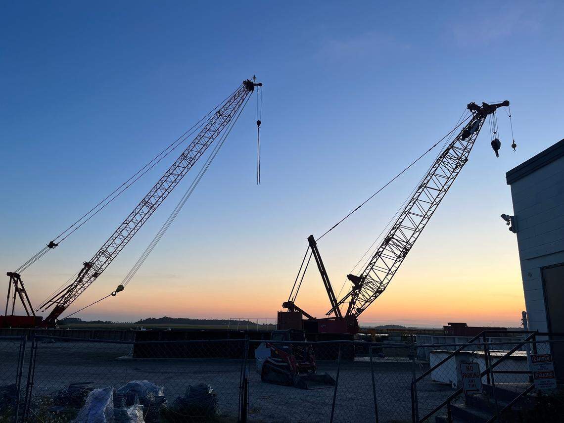 Port Royal residents started complaining about large cranes at the port property in October. The cranes are being used to assemble dock materials for use at other properties owned or operated by the Safe Harbor Marinas.