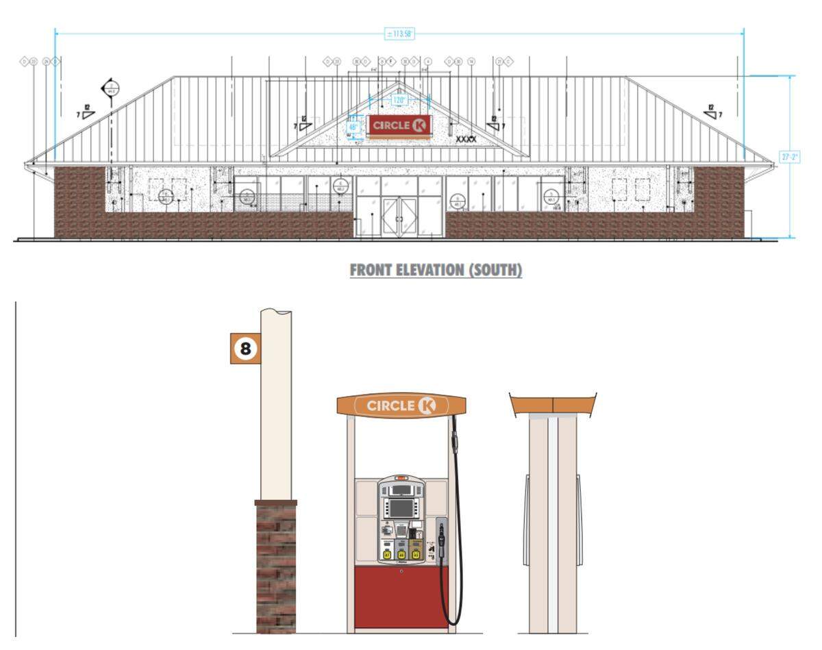 The design for the new Circle K gas station at the intersection of U.S. 278 and Mathews Drive on Hilton Head Island.