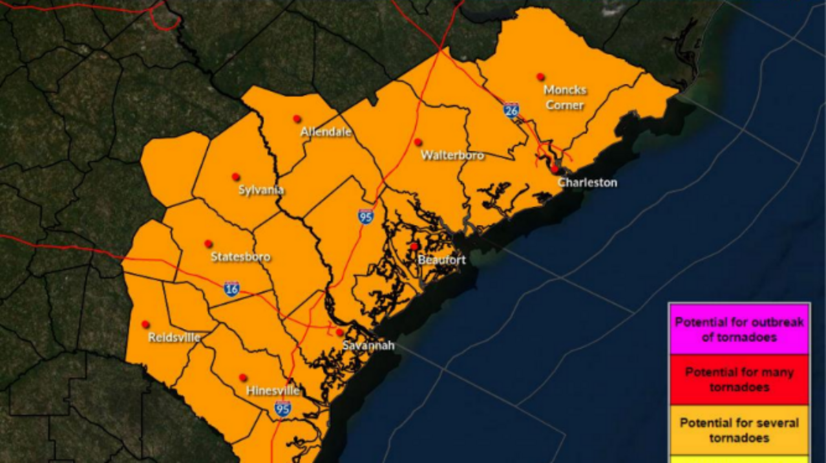 Tornado threat for Beaufort County, South Carolina, ahead of making her way to the Palmetto State.