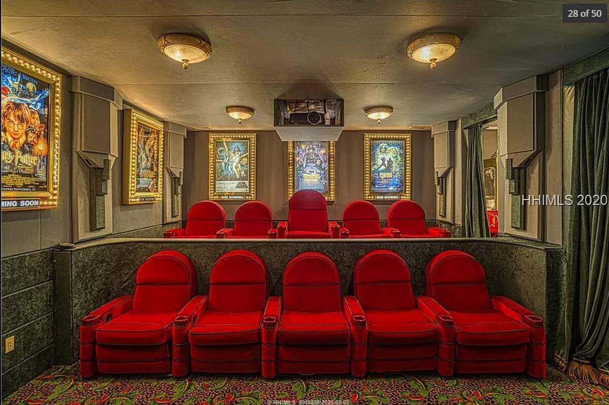 A private movie theater is another feature of a home listed for $12.5 million on Hilton Head Island.