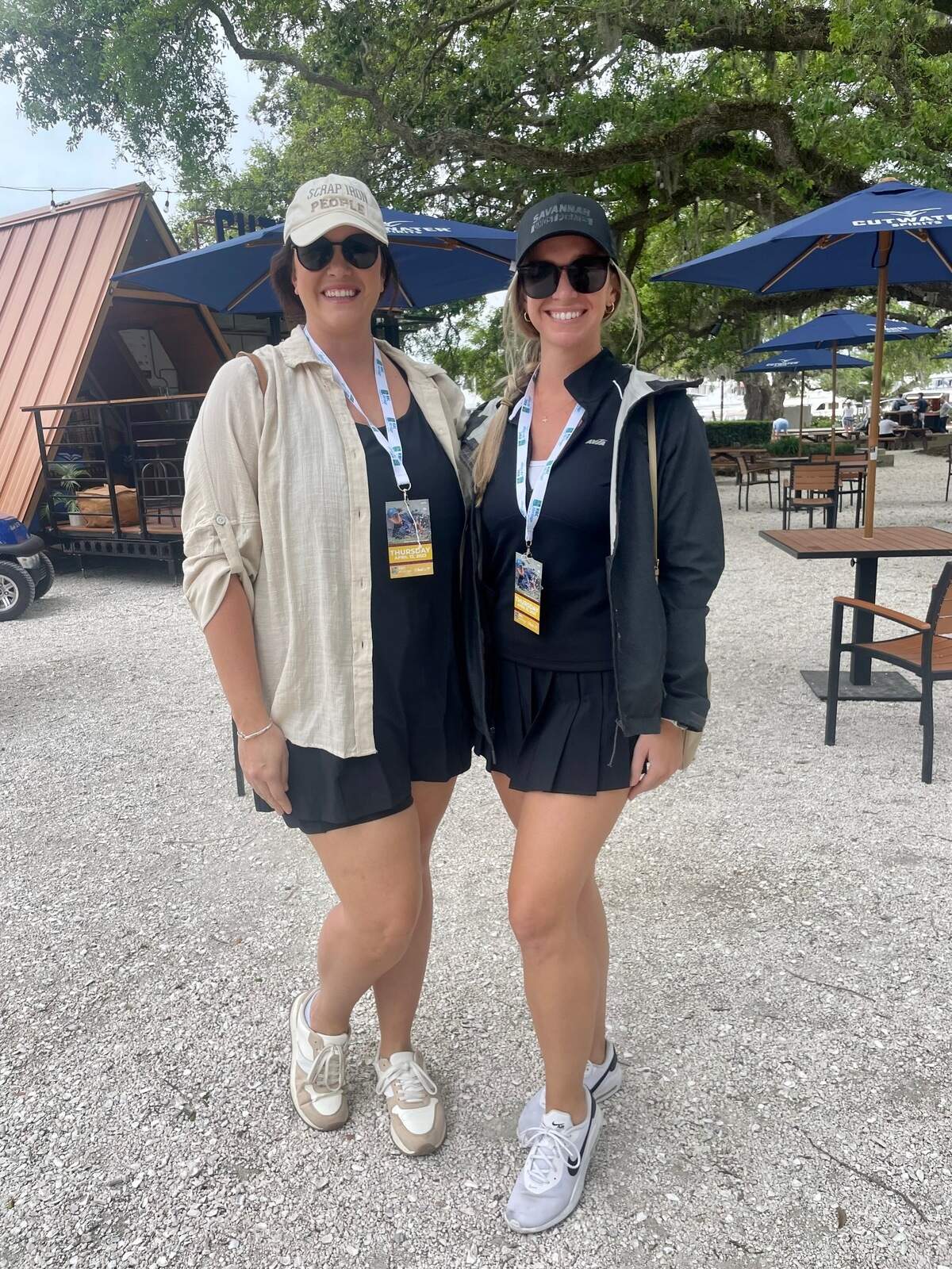 Sisters Kat Giannatasio and Christina Sprinkle of Bluffton pose for a picture in Harbour Town during this year’s RBC Heritage Presented by Boeing.