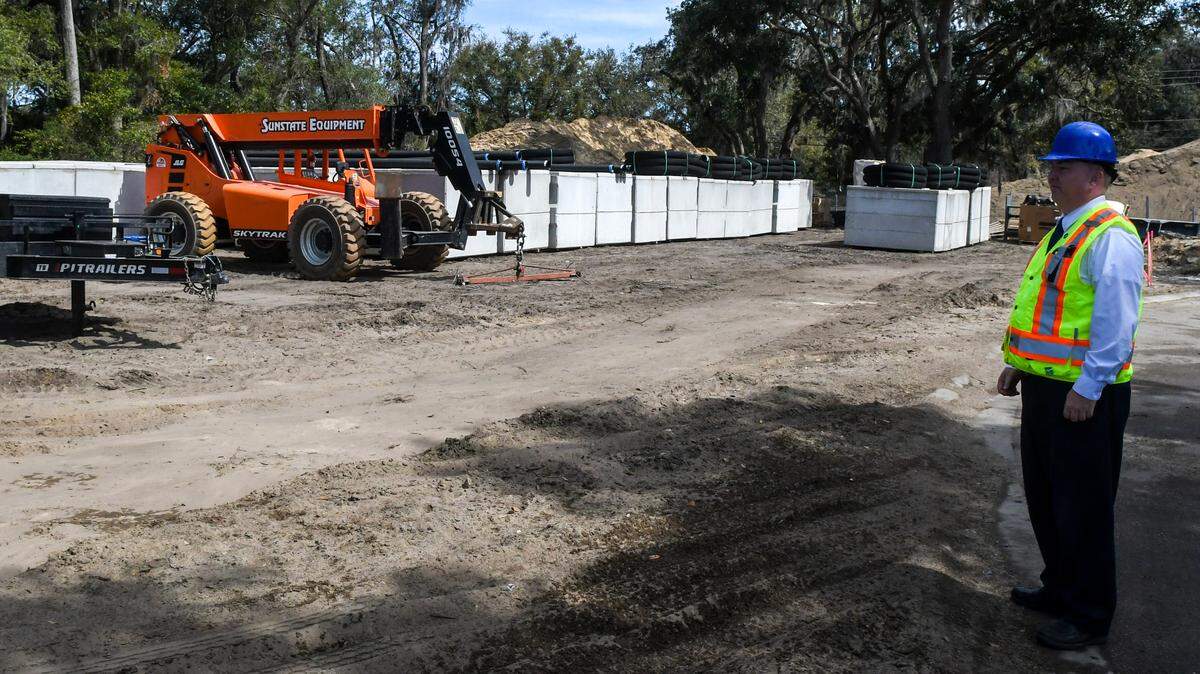 Michael Brophy, assistant director of the Beaufort National Cemetery, shows some of the concrete crypts on Monday, March 3, 2025, in Beaufort. The project will add 1,400 pre-placed concrete crypt gravesites for casketed burials, 1,400 in-ground sites for cremated remains and a 2,500-niche columbarium plaza in the northeast corner of the cemetery.