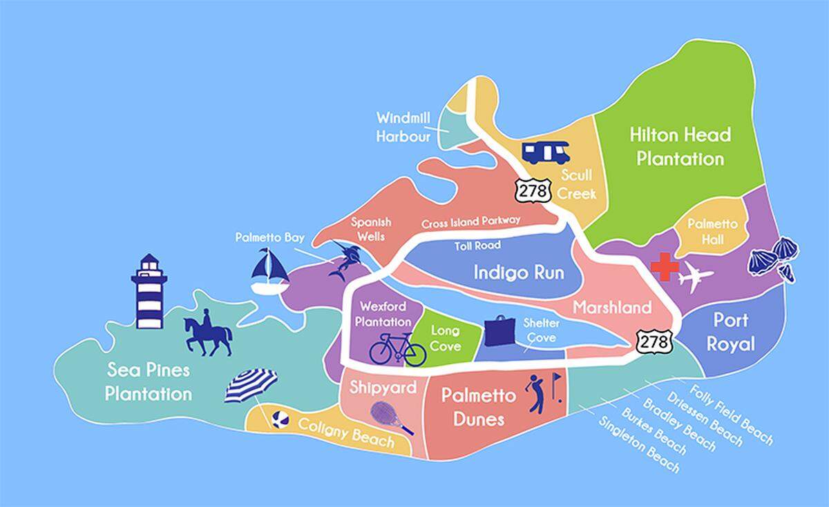 A map of gated communities on Hilton Head.