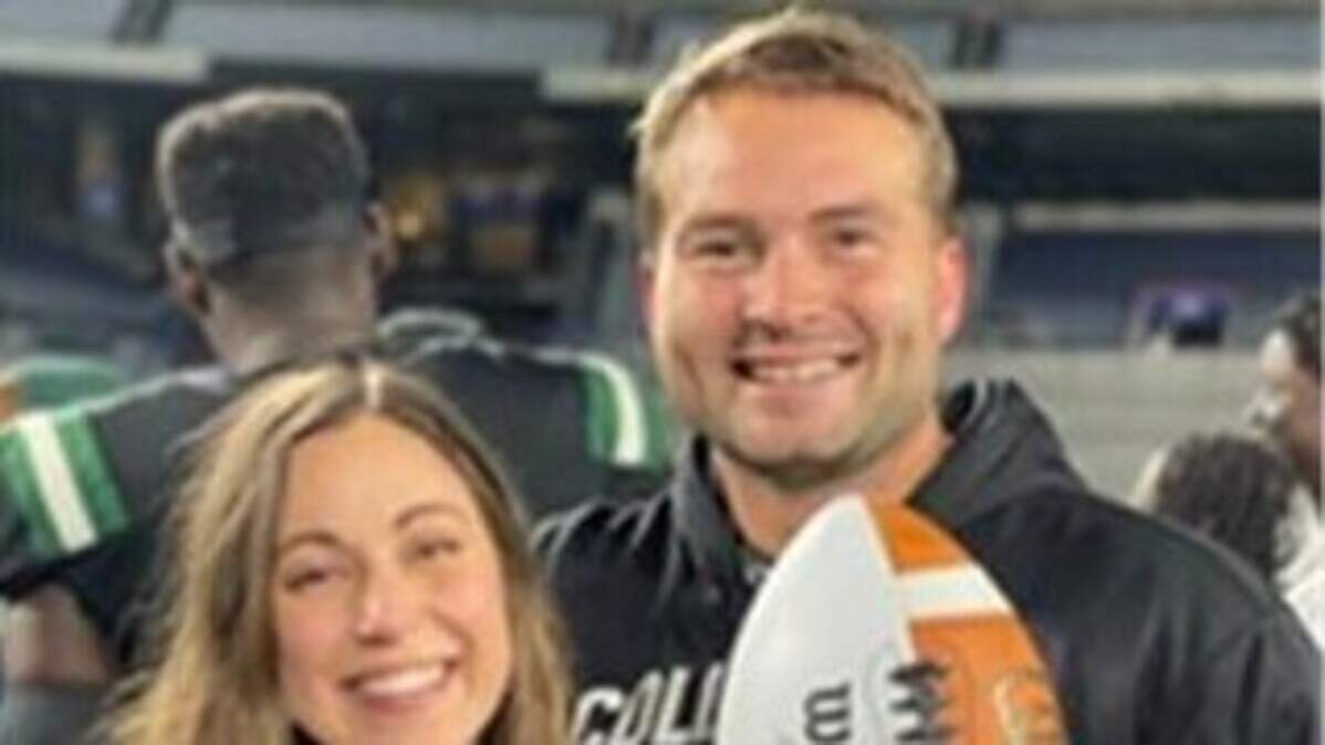 Hayden Gregory and his fiancé Devon Cristofaro celebrating his Georgia Class 7A state championship win this past December.