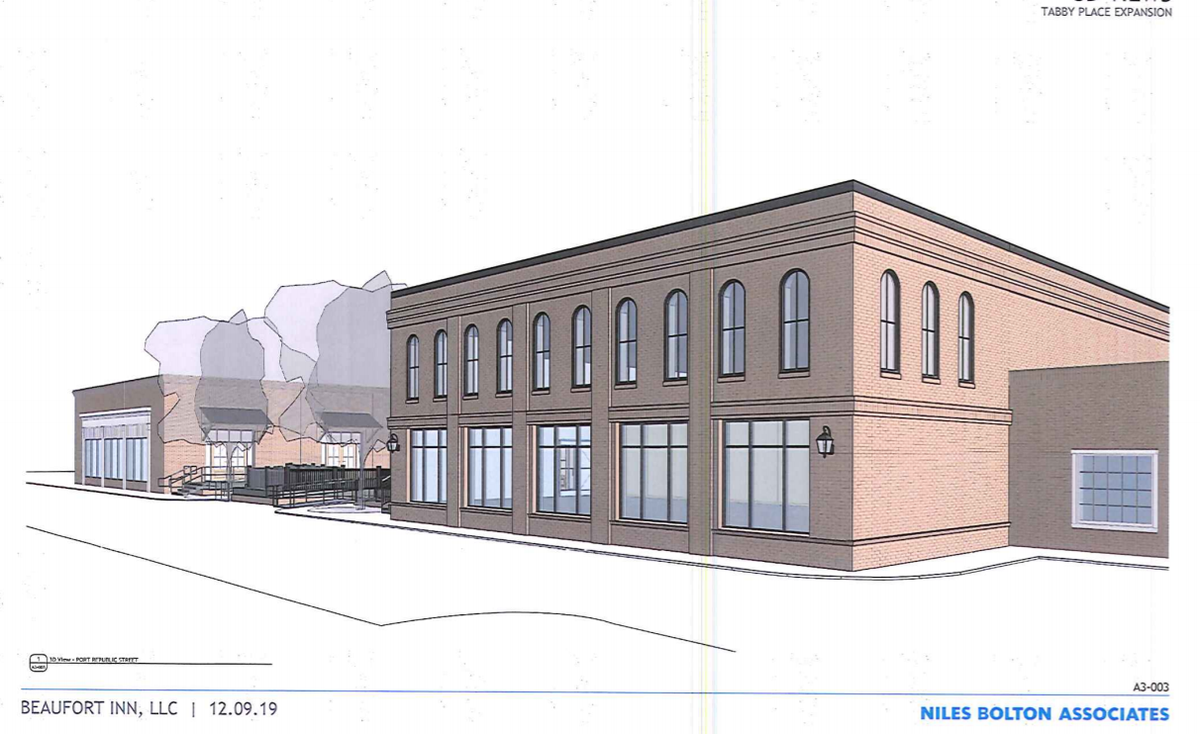 Plans show a new building that would provide meeting space for nearby Tabby Place on Port Republic Street in downtown Beaufort. The project would require tearing now a former bank building that currently houses the Pat Conroy Literary Center.