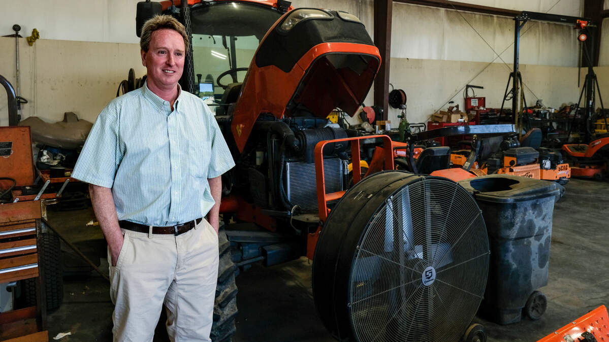 John Marvin Murdaugh, youngest brother of the embattled lawyer Richard Alexander Murdaugh, stands for a photo on March 4, 2022, in the repair shop at one of his businesses, Murdaugh Rental Center in Okatie.