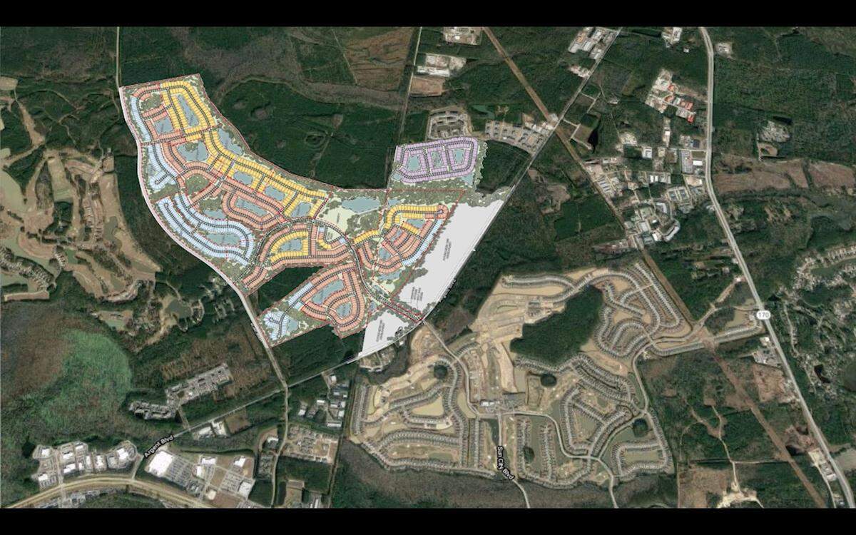 A map of the planned expansion of Del Webb’s Sun City Hilton Head north of Argent Boulevard.