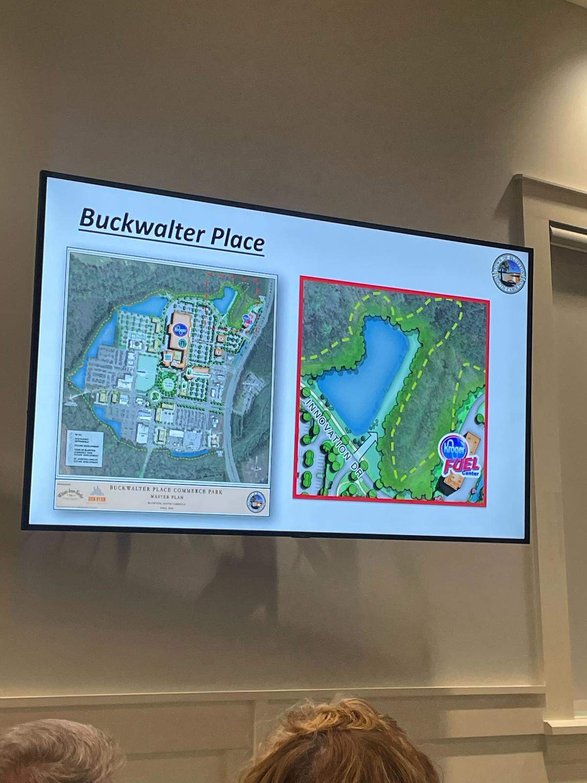 A rendering of Buckwalter Place indicating where a new road will be built to connect it to Washington Square.
