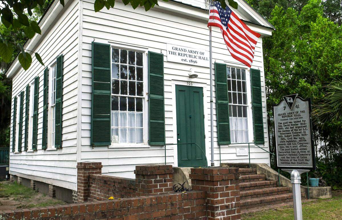 Beaufort’s Grand Army of the Republic Hall, built around 1896, in June 2022. It has been added to the Reconstruction Era National Historic Network.