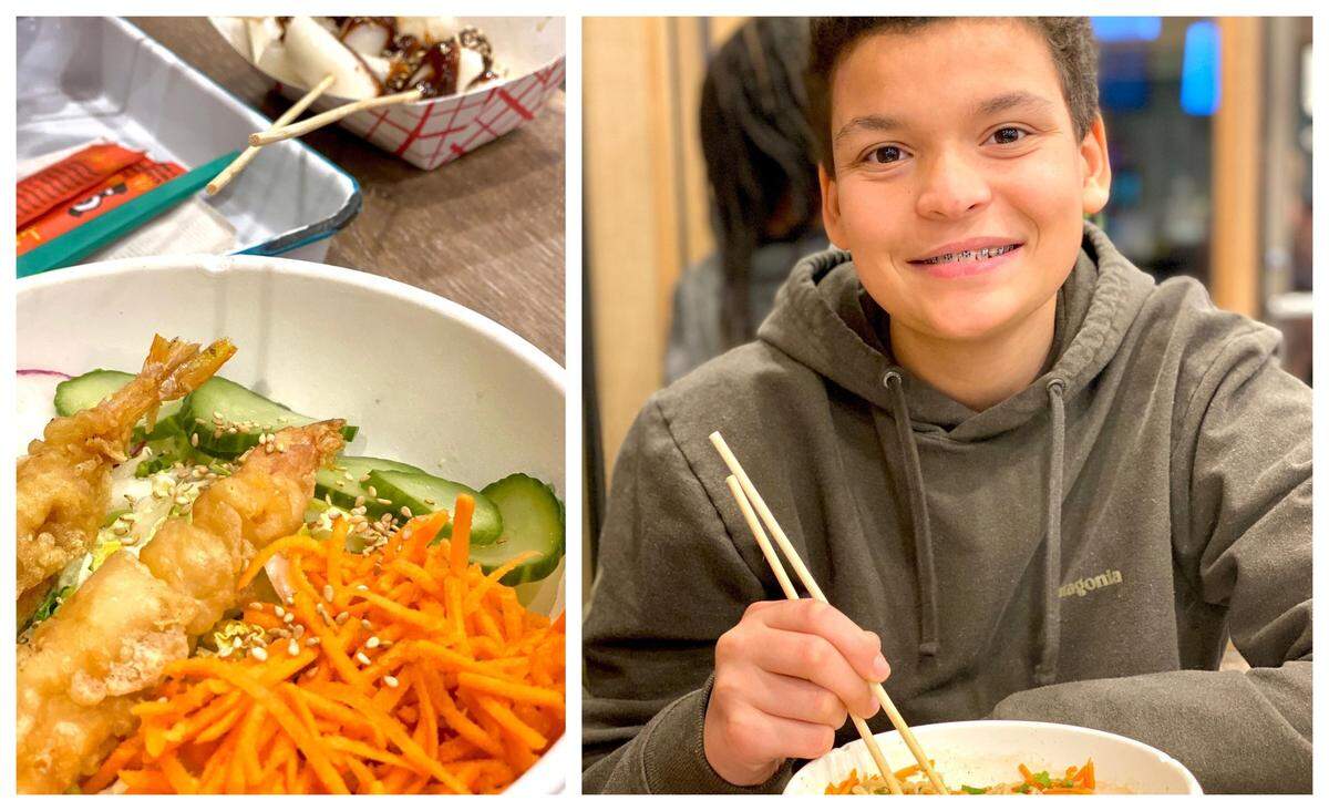 Hilton Head resident Abby Wirth and her son, Jake Ferguson (pictured), gave rave reviews to the ramen, salad and sticky rice cakes at Nood on Hilton Head Island.