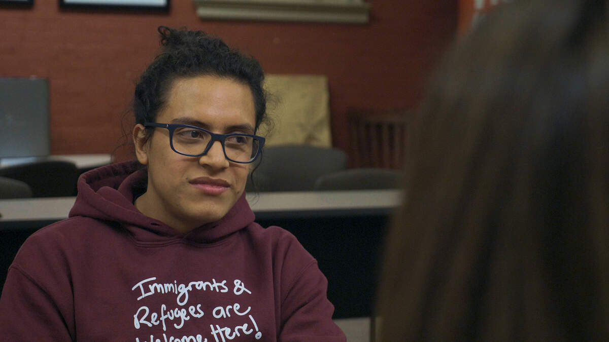 DACA recipient Victor Morales speaks to a counselor in Kansas City, MO. "One of the things that a lot of people don't like to talk about is the stress," Perez said. "I've met a lot of DACA recipients who are going through depression."