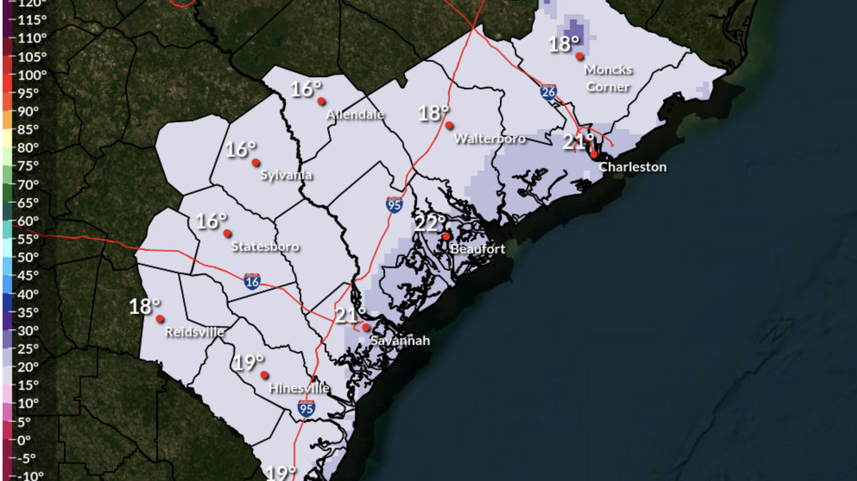 The National Weather Service says the coldest conditions are expected Saturday night into Sunday morning.