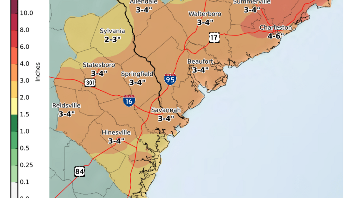 Rainfall totals through Monday.