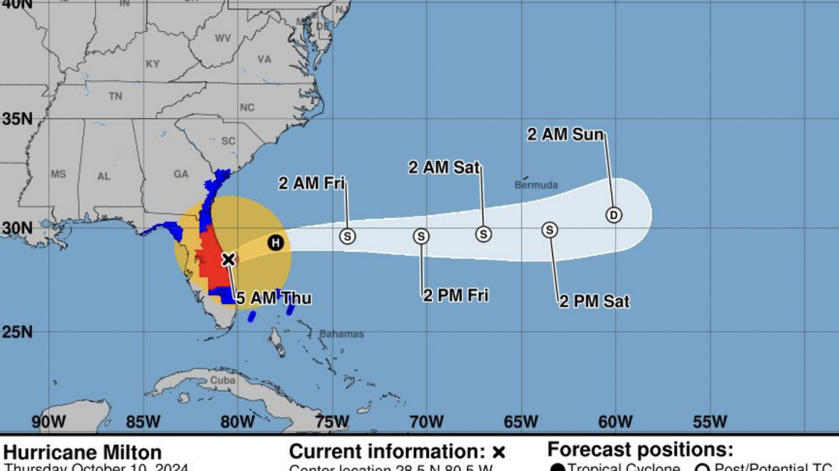 Into the early hours of Thursday morning, Hurricane Milton, now classified as a Category 1 storm, made its way off the eastern Florida coast and into the Atlantic Ocean.