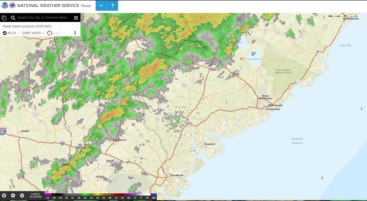 A warm front pushed through South Carolina Thursday bringing a wall of rain.