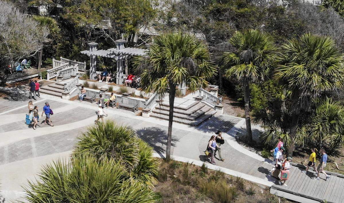 A day after S.C Gov. Henry McMaster declared all bars and restaurants to close to indoor service, pedestrian traffic at Coligny Beach Park on Thursday, March 19, 2020, was steady with visitors going to and from the beach and nearly all of the benches and swings filled on a near 80-degree day on Hilton Head Island.