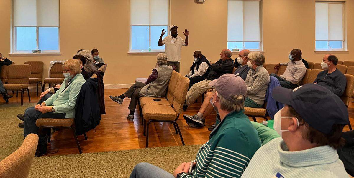 Long-time Northwest Quadrant resident David Jenkins speaks at a meeting in Beaufort where residents discussed gunfire that’s erupted on neighborhood streets. “I’ve never seen anything like this in my life,” Jenkins said.