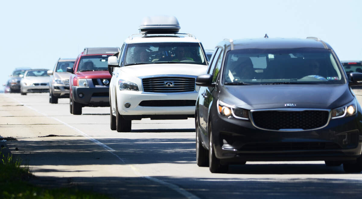 A line of vehicles descends the J. Wilton Graves bridge onto Hilton Head Island in 2015. Memorial Day weekend marks the start of high summer family vacation season.
