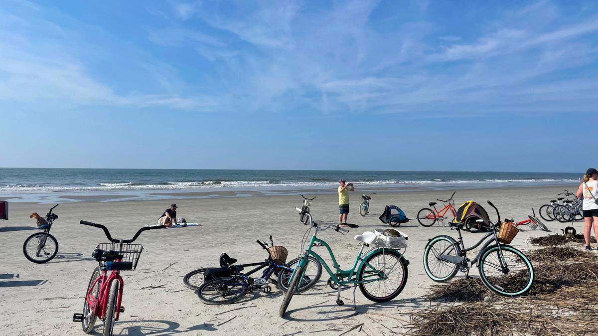 A gathering of bicycles line the “Today” show’s filming site.