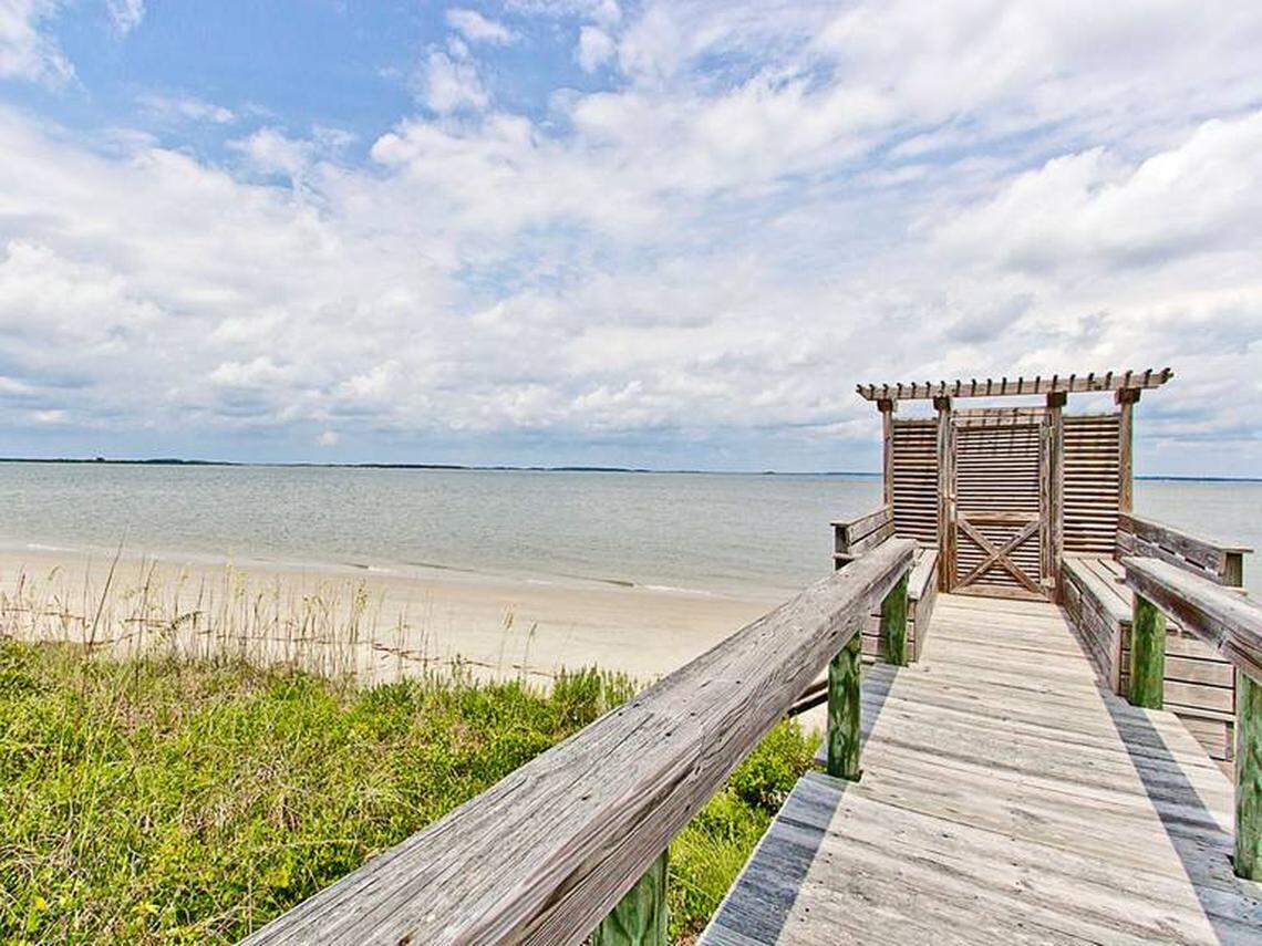 The home is located directly on the beach on the north end of Tybee Island.