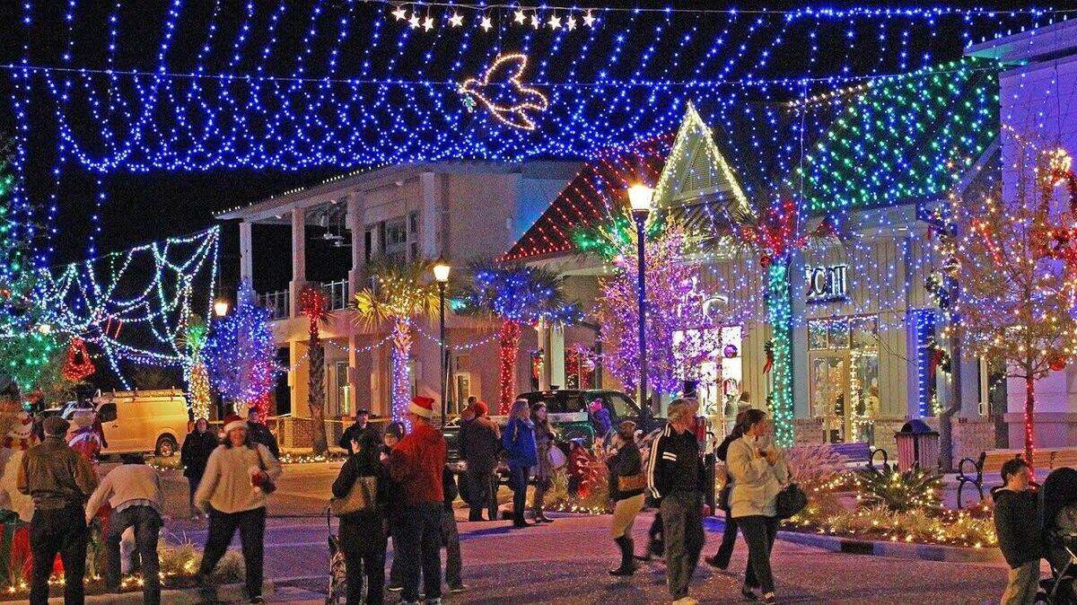 Patrons enjoy the Dove Street Lights in 2014, their first year at their new location at Shelter Cove Towne Centre. 